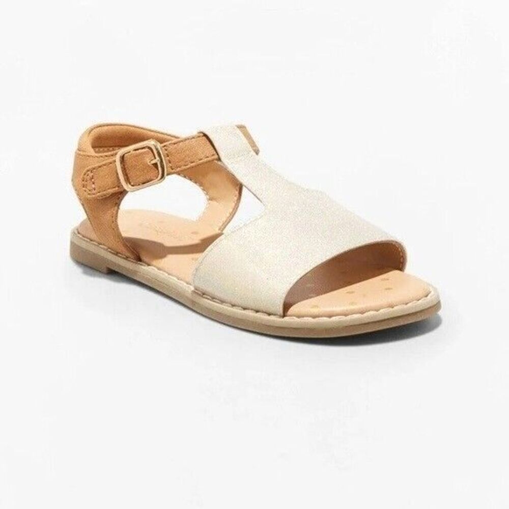 Cat & Jack Toddler Girls Kinsley Glitter Sandals (Size 6) Cognac Color - New